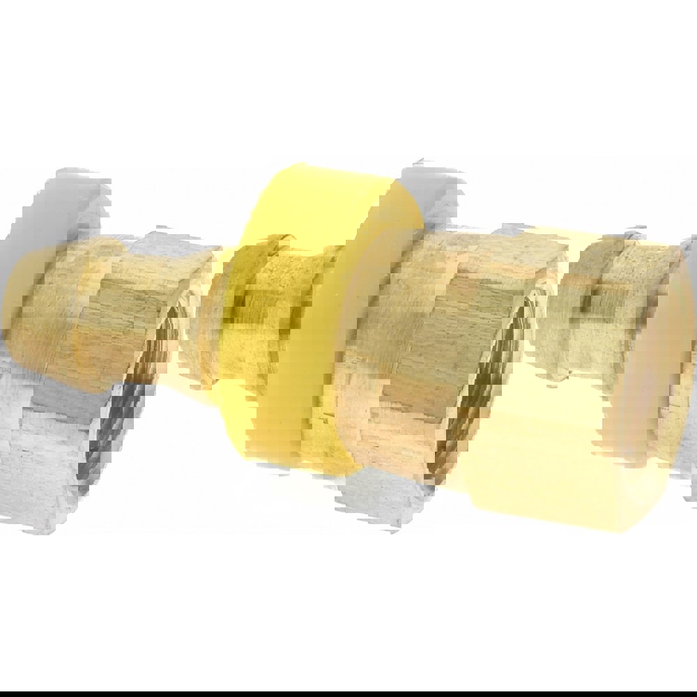 Barbed Push-On Hose Female Connector: 7/16-20 UNF, Brass, 1/4